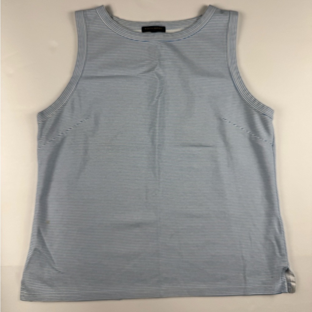 Banana Republic Light Blue & White Striped Tank Top